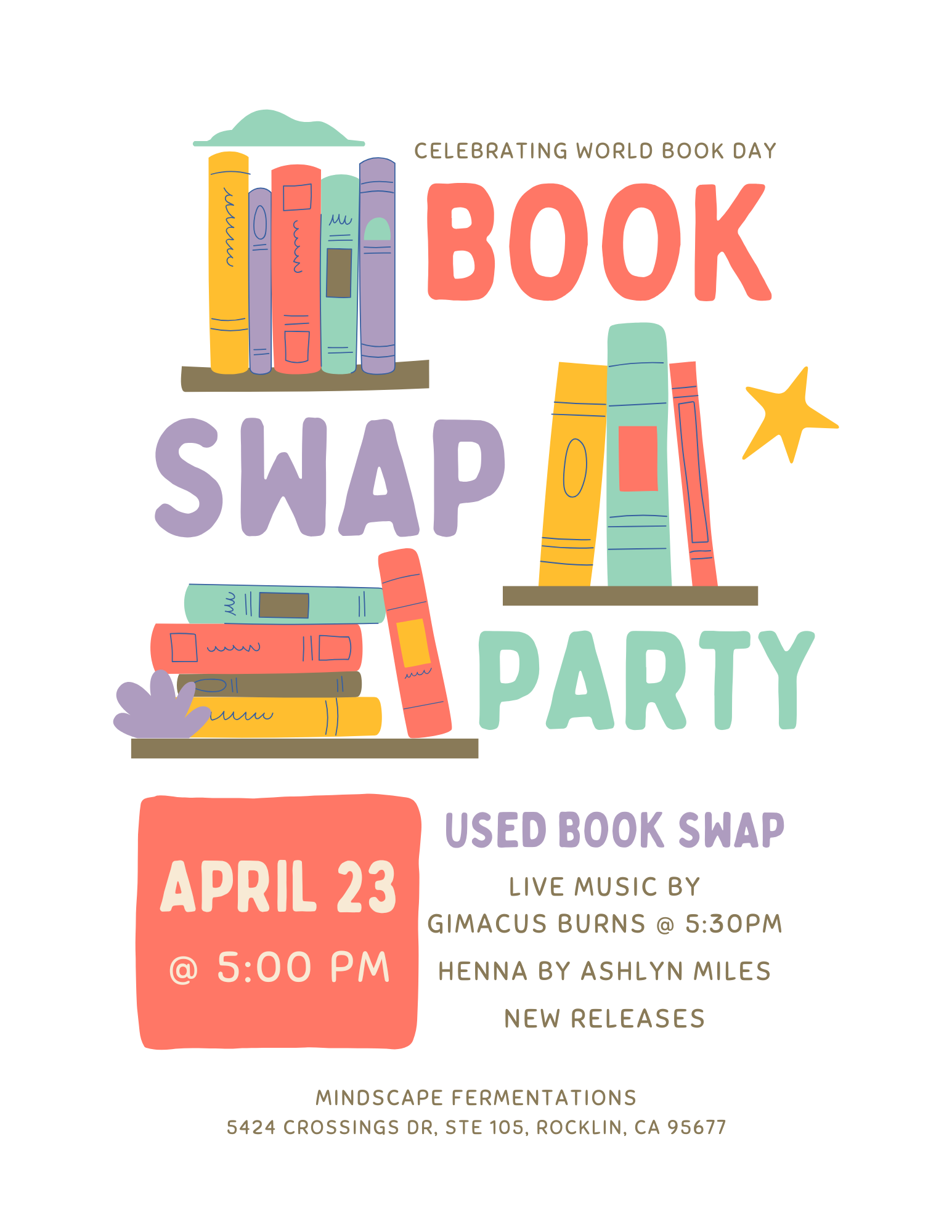 Book Swap Library Sticker Book Swap Party - Mindscape Fermentations